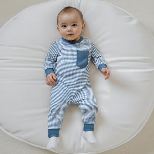 VISGOGO Newborn Infant Baby Boy Waffle Cotton Romper Clothes Onesie Stripe - Image 3