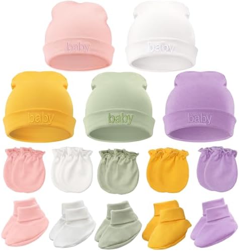 BQUBO Newborn Baby Hat Mittens Socks Set Infant Cotton Beanie Gloves Thick Warm by DRESHOW