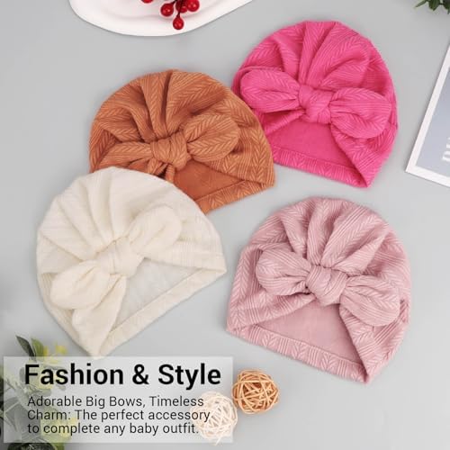 DRESHOW BQUBO Newborn Baby Bow Knot Turban Hat Hospital Hat Baby Infant Beanie - Image 4