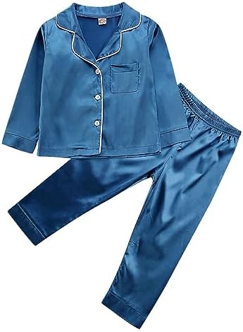 Kids Baby Girl Boy Satin Pajamas Set Button Down Sleep Shirt Top+Long Pants by SAYOO-Alljustforkids