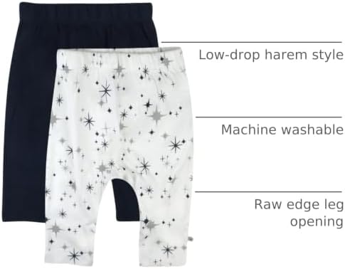 HonestBaby Unisex-Baby Multipack Harem Pants Roomy Fit Pull on Bottoms 100% - Image 4