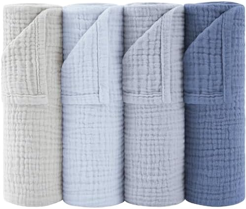 Susurration Muslin Burp Cloths 24x24 Inches Ultra Soft 100% Cotton | 4 Pack by Susurration