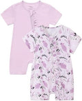 JunNeng Baby Girl Sleeper Viscose from Bamboo, Short Sleeve Romper | 2 Way YKK by JunNeng