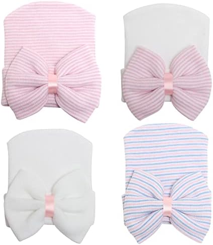 DRESHOW BQUBO 4 Pack Newborn Hospital Hat Infant Baby Hat Cap by DRESHOW