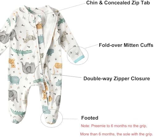 Aablexema Baby Footie Pajamas Cotton - Image 3