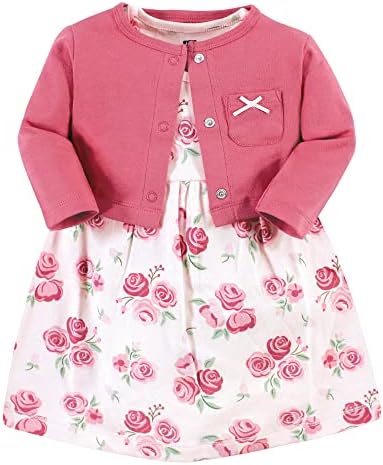 Hudson Baby Infant and Toddler Girls Cotton Dress and Cardigan Set by HudsonBaby