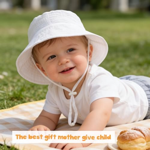 Baby Sun Hat Infant Toddler Summer Cotton Yarn Beach Bucket Hat - Image 2