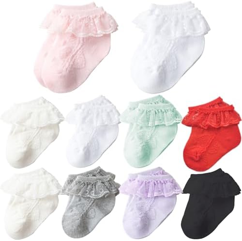 Baby Girl Lace Socks 10 Pack Newborn Ruffle Socks Cotton Ankle Dress Sock by Unknown