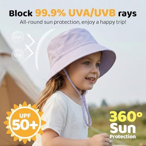 Toddler Bucket Hats UPF 50+ Baby Sun Hat Adjustable Kids Sun Protection Summer - Image 2