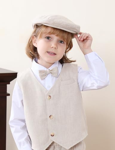 A&J DESIGN Baby Boys Newsboy Cap Toddler Kids Tweed Vintage Flat Hat - Image 4