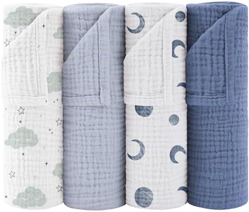 Susurration Muslin Burp Cloths 24x24 Inches Ultra Soft 100% Cotton | 4 Pack by Susurration