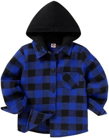 YOUNGER STAR Toddler Kids Boys Girls Flannel Hooded Plaid Shirt Button Baby Red by YOUNGER+STAR
