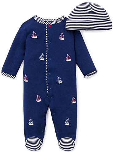Little Me Baby Boy Clothes 2-Piece Baby Sleeper and Cap Set, 100% Cotton by LittleMeChildrensApparel
