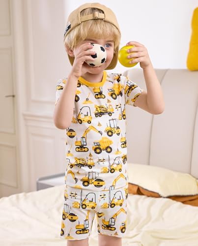 babee Reshinee Bamboo Viscose Toddler Boys Pajamas Set, Short Sleeve Kids - Image 2