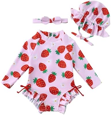 Renotemy Baby Swimsuit Girls One-Piece Swimwear Baby Beach Essentials 3M-3T by Renotemy