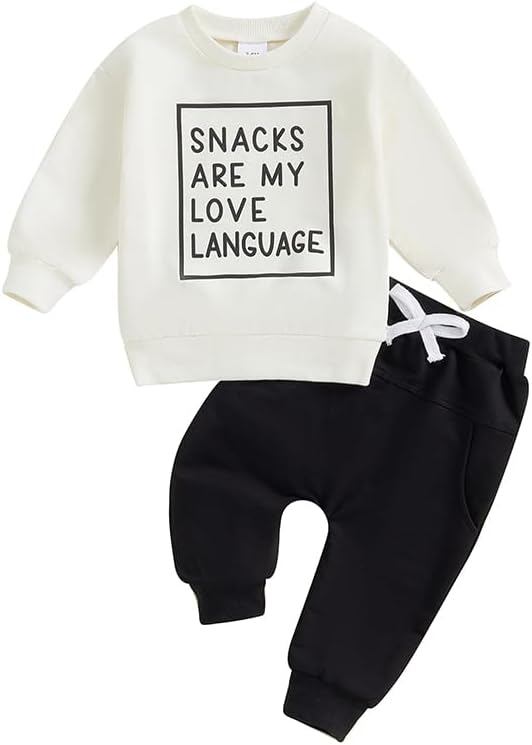 Toddler Baby Boy Fall Winter Outfit Long Sleeve Letter Print Sweatshirts and Jogger Pants Infant Boy Clothes