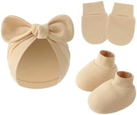 3piece Newborn Hats Mittens Socks Set Baby Boy Cotton Beanies Infant Hospital - Image 5