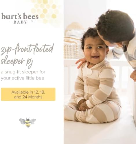 Burt's Bees Baby Boys Organic Cotton, Snug Fit Footed Sleeper Pajamas | - Image 3