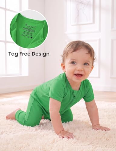 Jimonda Baby Romper Short Sleeve Cotton Pajamas 2-Way Zipper - Image 3
