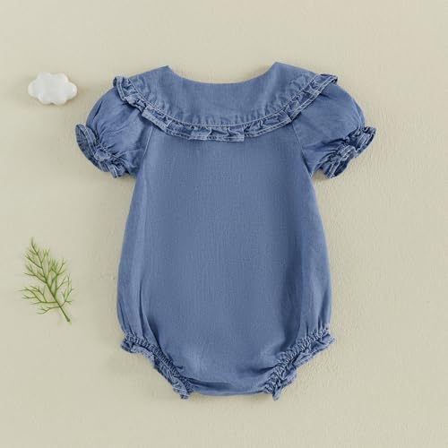 Baby Girl Denim Outfit Button Romper Jean Jumpsuit Shorts Overalls Toddler - Image 6