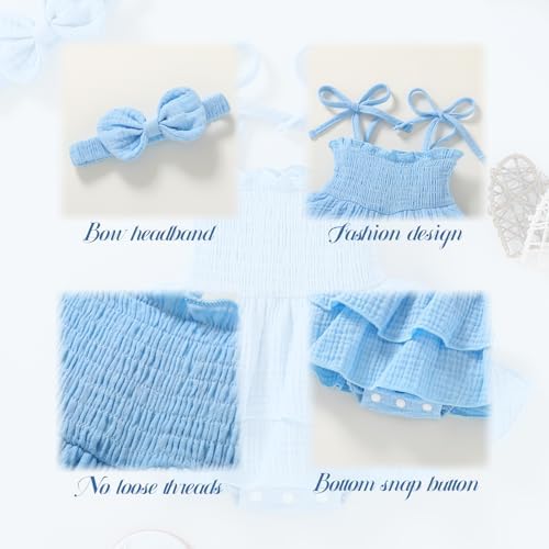 YOUNGER TREE Baby Girl Clothes Infant Summer Romper Dress Sleeveless Bodysuit - Image 4