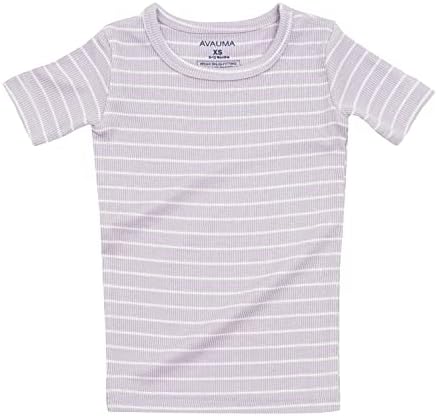 AVAUMA Stripe Pattern Baby Boys Girls Pajama Set Kids Toddler Snug fit Ribbed - Image 4