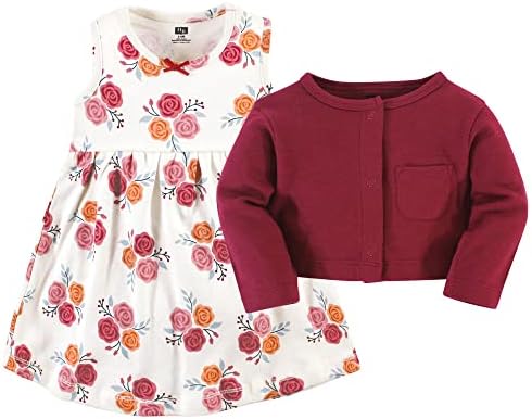 Hudson Baby Infant and Toddler Girls Cotton Dress and Cardigan Set - Image 3