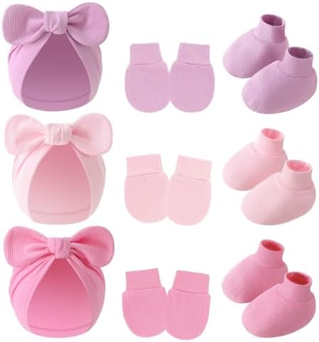 3piece Newborn Hats Mittens Socks Set Baby Boy Cotton Beanies Infant Hospital by Unknown