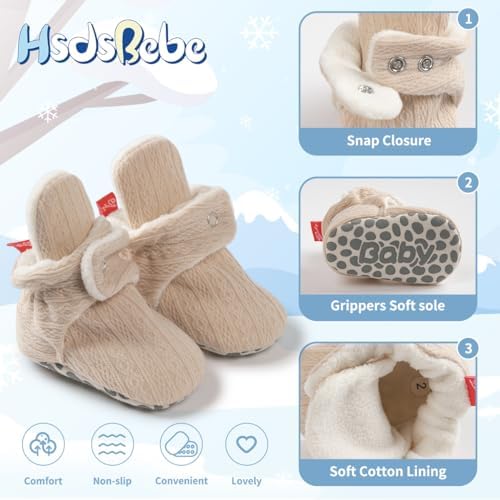 HsdsBebe Unisex Newborn Baby Cotton Booties Non-Slip Sole - Image 5