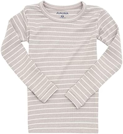 AVAUMA Stripe Pattern Baby Boys Girls Pajama Set Kids Toddler Snug fit Ribbed - Image 3