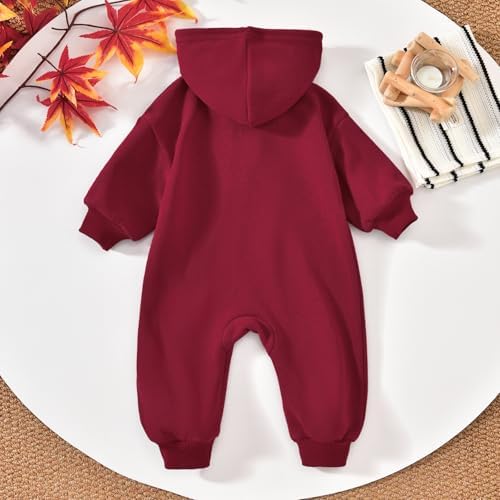 Unutiylo Unisex Baby Boys Girls Long Sleeve Infant Baby Zipper Hooded Jumpsuits - Image 4