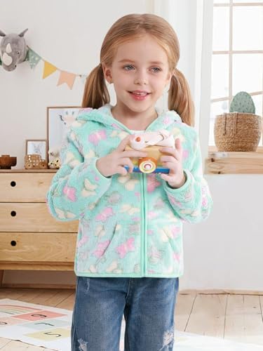 Toddler Baby Girl Fleece Jackets Fall Clothes Hooded Zip Fuzzy Coats - Image 5