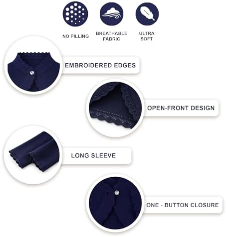 Lilax Little Girls' Knit Long Sleeve Button Closure Bolero Cardigan Shrug - Image 4