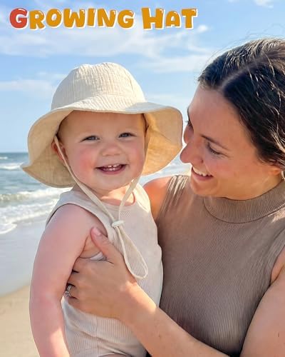 HONGTEYA Baby Sun Hat Muslin Wide Brim Toddler Girl Beach Bucket Hat - Image 5