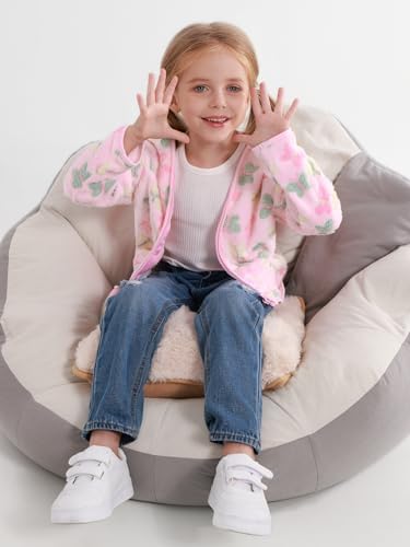 Toddler Baby Girl Fleece Jackets Fall Clothes Hooded Zip Fuzzy Coats - Image 4