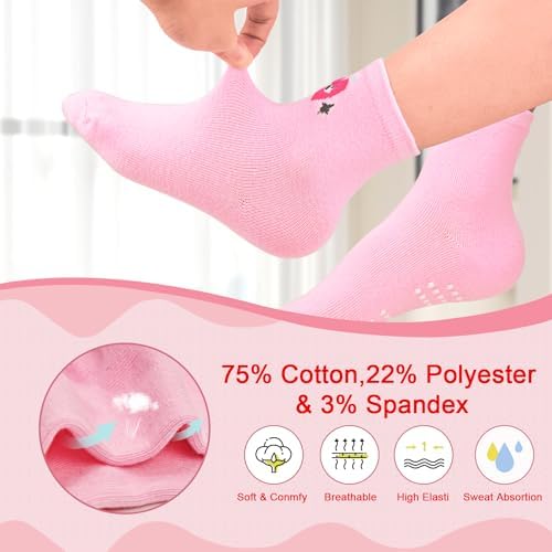 SkiBeaut Baby Toddlers Girls Socks, 12 Pairs Non Slip Kids Grips Toddler Grippy - Image 5