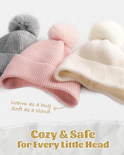 Camptrace Baby Toddler Winter Earflap Hat Fleece Lined Kid Pom Beanie - Image 5