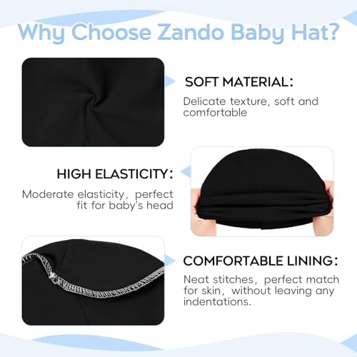 Zando Baby Beanie Newborn Hats Infant Toddler Seamless Warm Soft Knit Cap - Image 3
