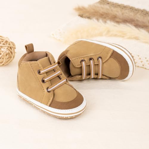 Meckior Toddler Baby Boys Girls High Tops Ankle Sneakers Soft Anti-Slip Sole PU - Image 3