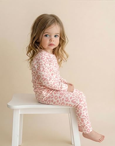 moimoln Cotton Modal Baby Toddler Pajamas Check Solid Leopard 6M-8Y - Image 2