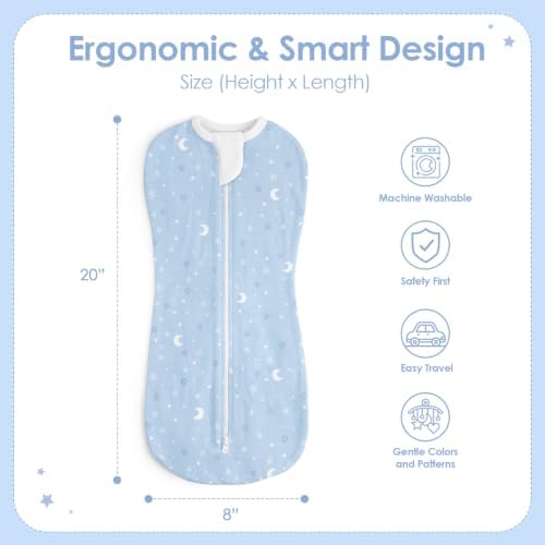 Baby Swaddle 0-2 Months, Cotton Arm-In Zipper Sleep Sack, Wearable Blankets Wrap - Image 2