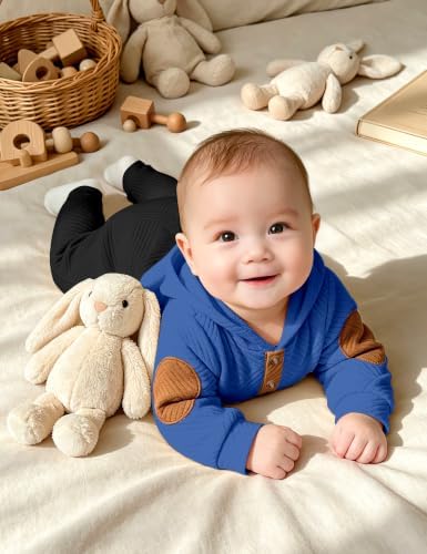 Fommy Baby Boy Clothes Colorblocked Long Sleeve Hoodie + Long Pants 2PCS Fall - Image 4