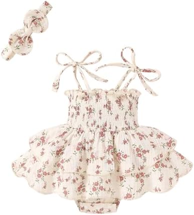 YOUNGER TREE Baby Girl Clothes Infant Summer Romper Dress Sleeveless Bodysuit by YOUNGERTREE