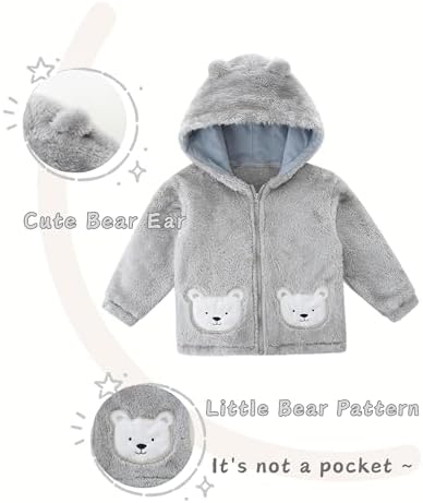 Unisex Baby Fleece Jacket Winter Sherpa Lined Hoodie - Image 3