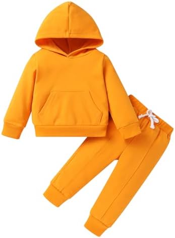 YOUNGER TREE Baby Clothes for Girls Boy Solid Color Hoodie and Sweatpants by YOUNGERTREE
