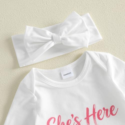 fhutpw Newborn Baby Girls Cotton Sleeper Gown She Is Here Nightgown Pajamas | - Image 5