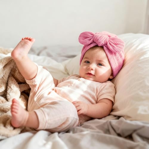DRESHOW BQUBO Newborn Baby Bow Knot Turban Hat Hospital Hat Baby Infant Beanie - Image 3