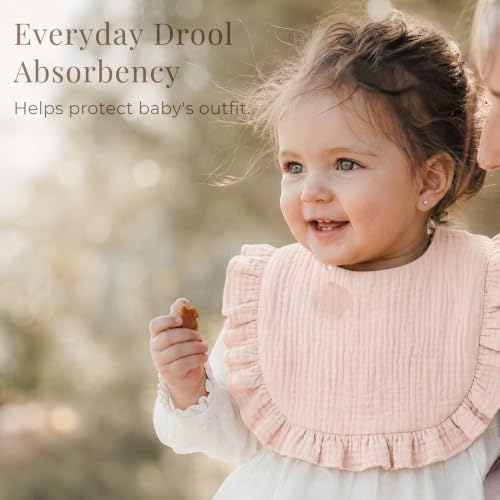 Konssy 6-Pack Muslin Baby Girl Bibs, Absorbent Drool Bibs - Image 4