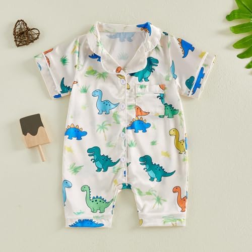 Kuriozud Baby Girl Boy Romper Pajamas Onesie Short Sleeve Button Down Pjs - Image 4