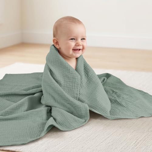 Muslin Swaddle Blankets for Girls Boys 2 Pack, Mallard Duck & Green - Image 6